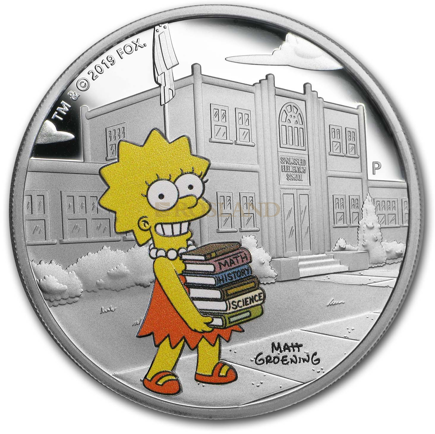 1 Unze Silbermünze Tuvalu Simpsons Lisa 2019 PP (Koloriert, Box, Zertifikat)
