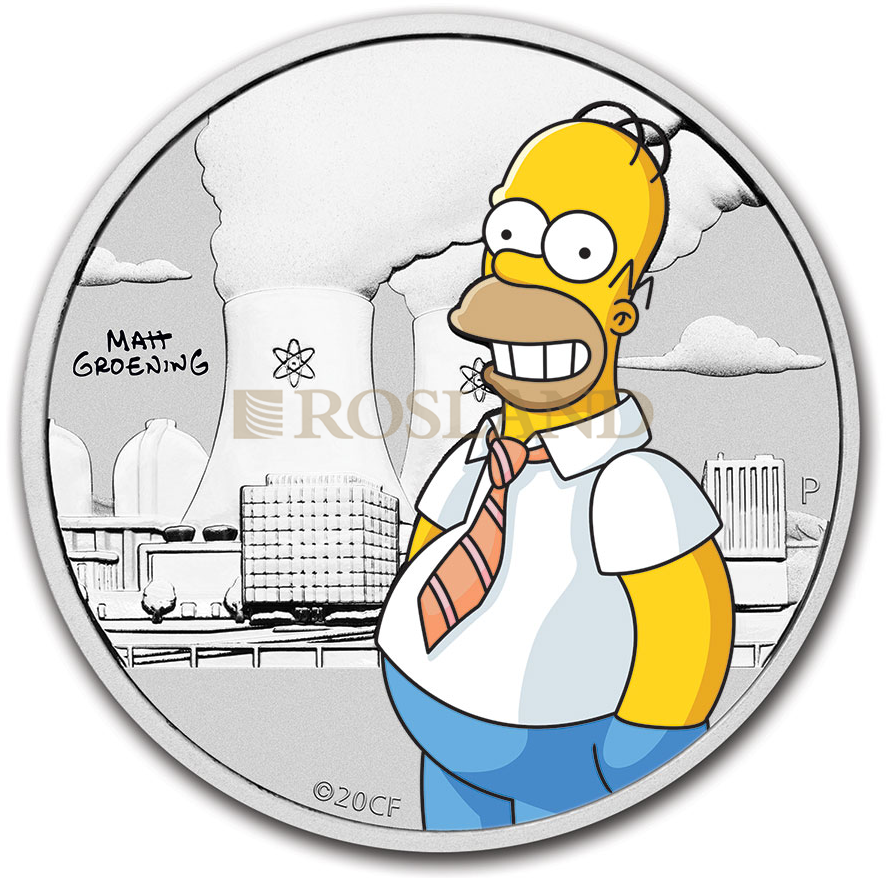 1/2 Unze Silbermünze Tuvalu Simpsons Homer 2020 (Koloriert, Blister)