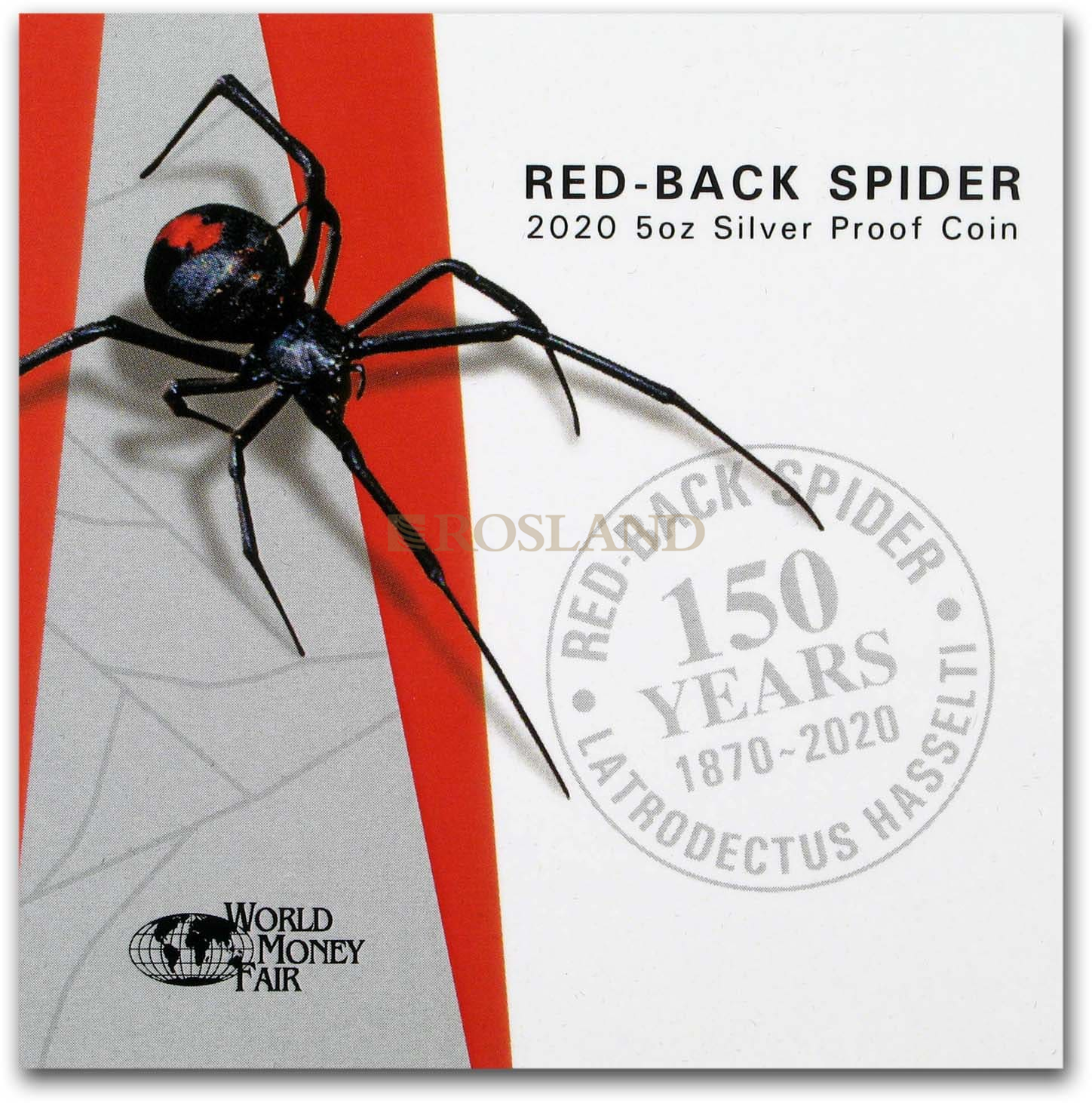 5 Unzen Silbermünze Niue Redback Spider 2020 PP (Koloriert, Box, Zertifikat)