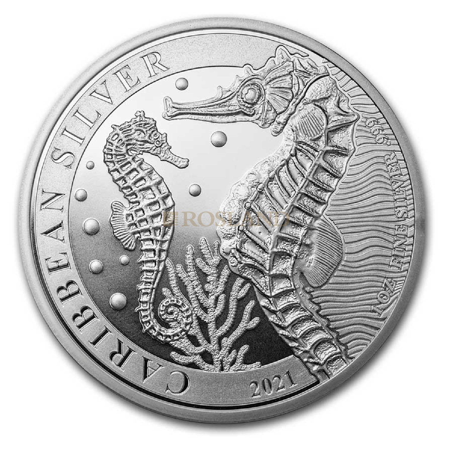 1 Unze Silbermünze Barbados Seepferd 2021