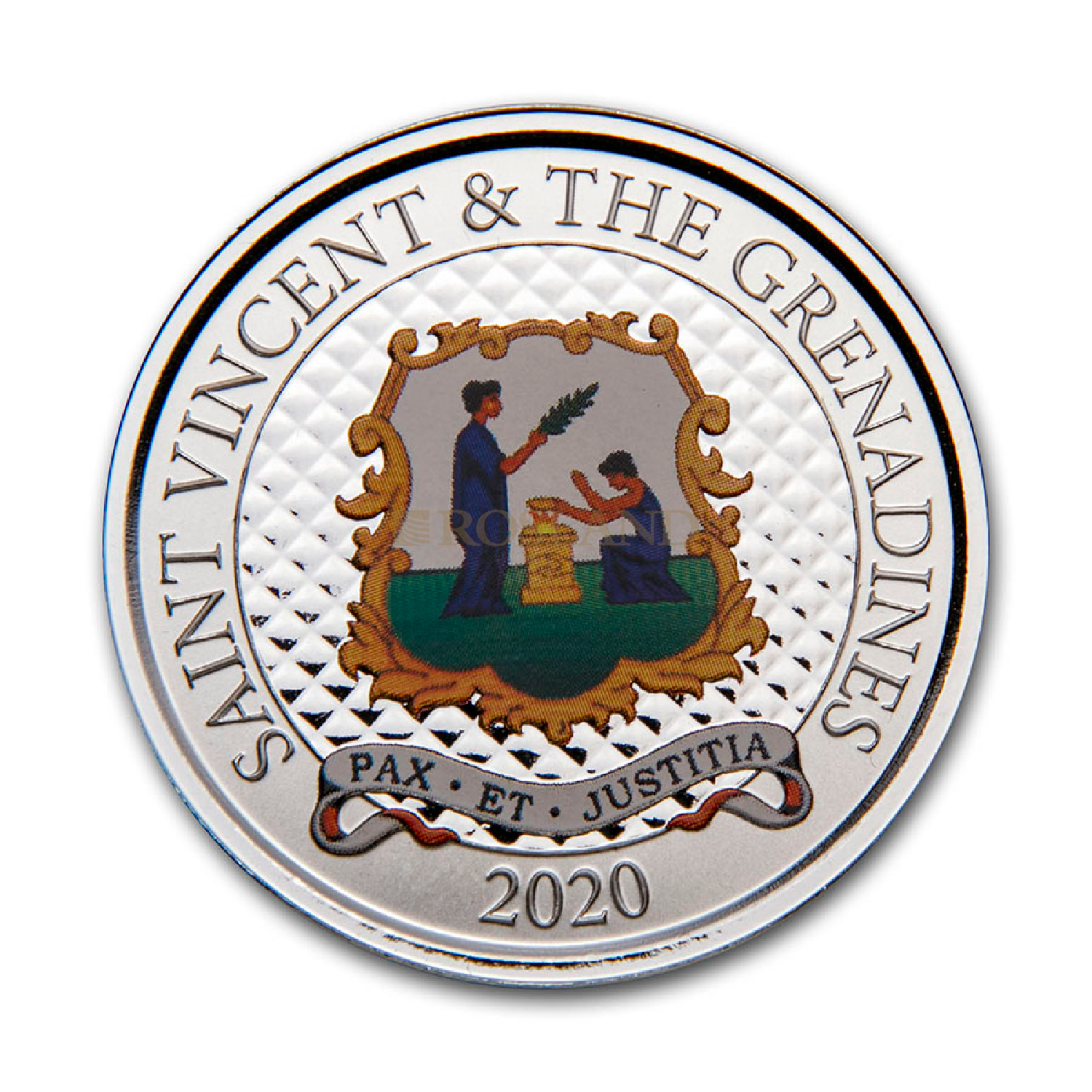 1 Unze Silbermünze EC8 St. Vincent & the Grenadines Pax Et Justitia 2020 PP (Koloriert, Box)
