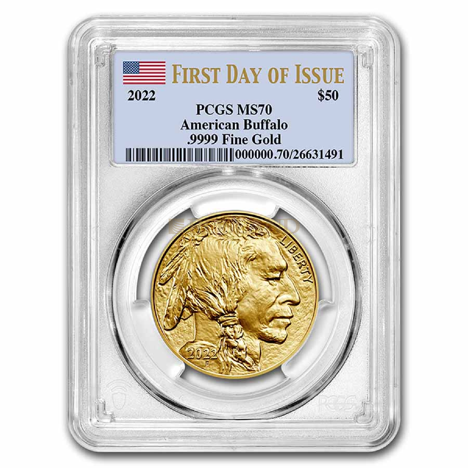 1 Unze Goldmünze American Buffalo 2022 PCGS MS-70 First Day of Issue 