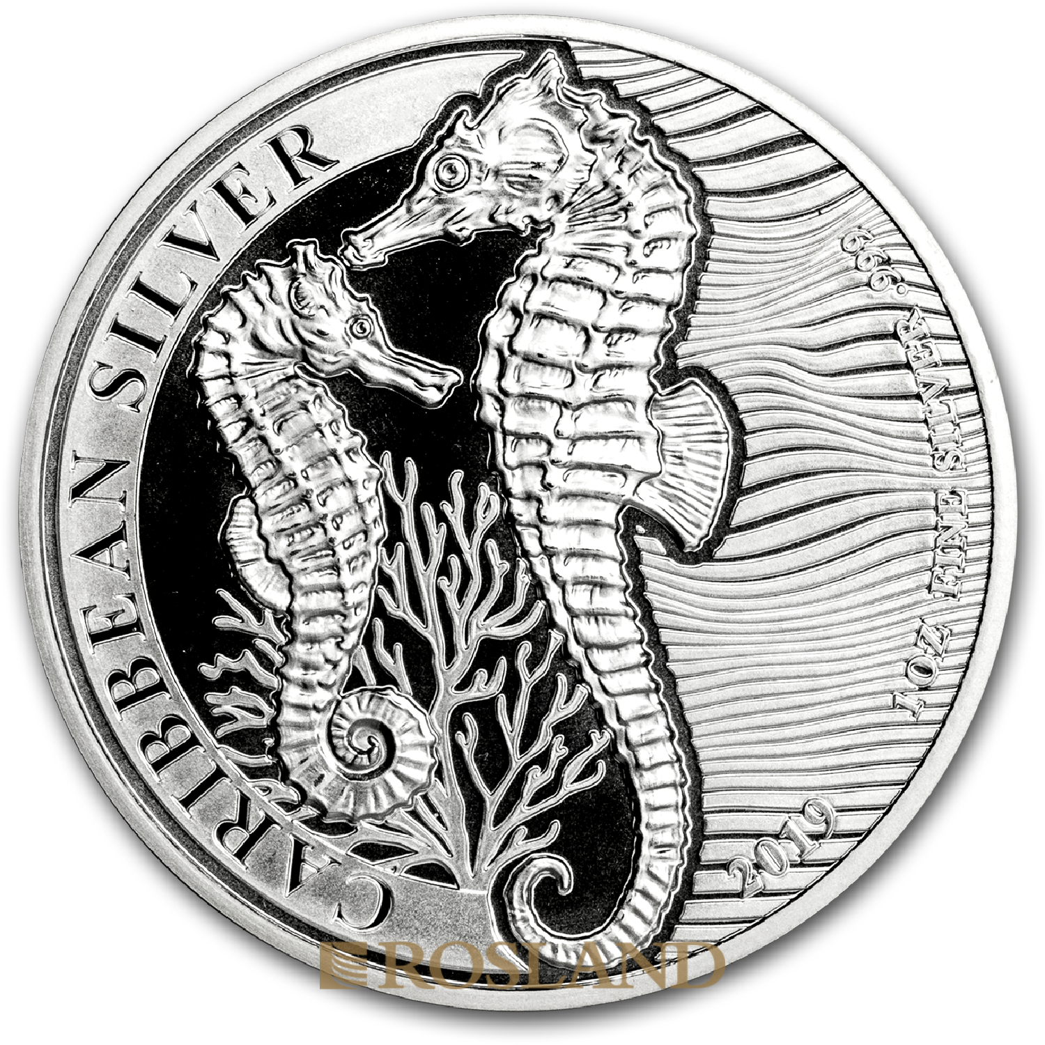 1 Unze Silbermünze Barbados Seepferd 2019