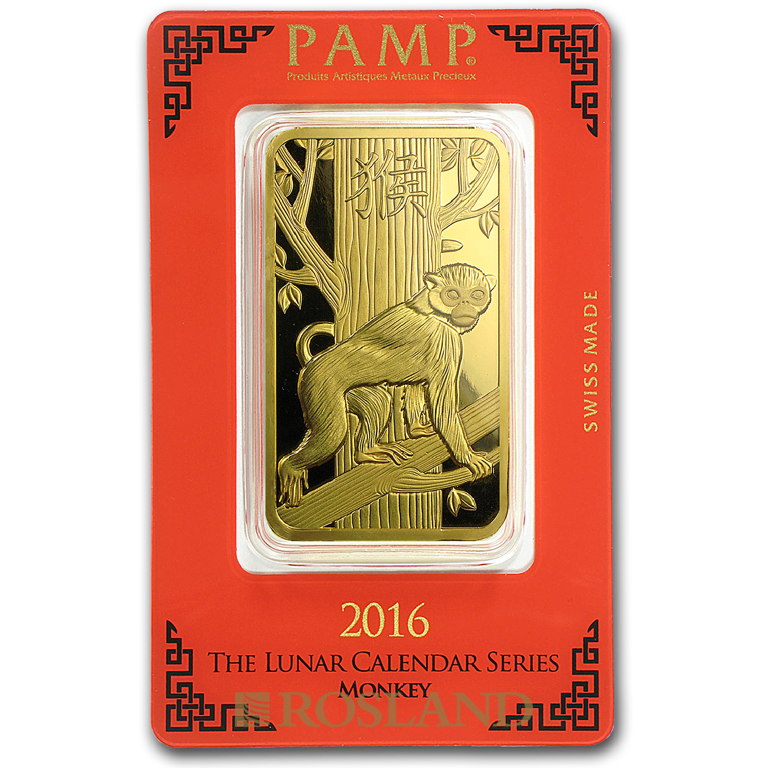 100 Gramm Goldbarren PAMP Lunar Jahr der Affen 2016