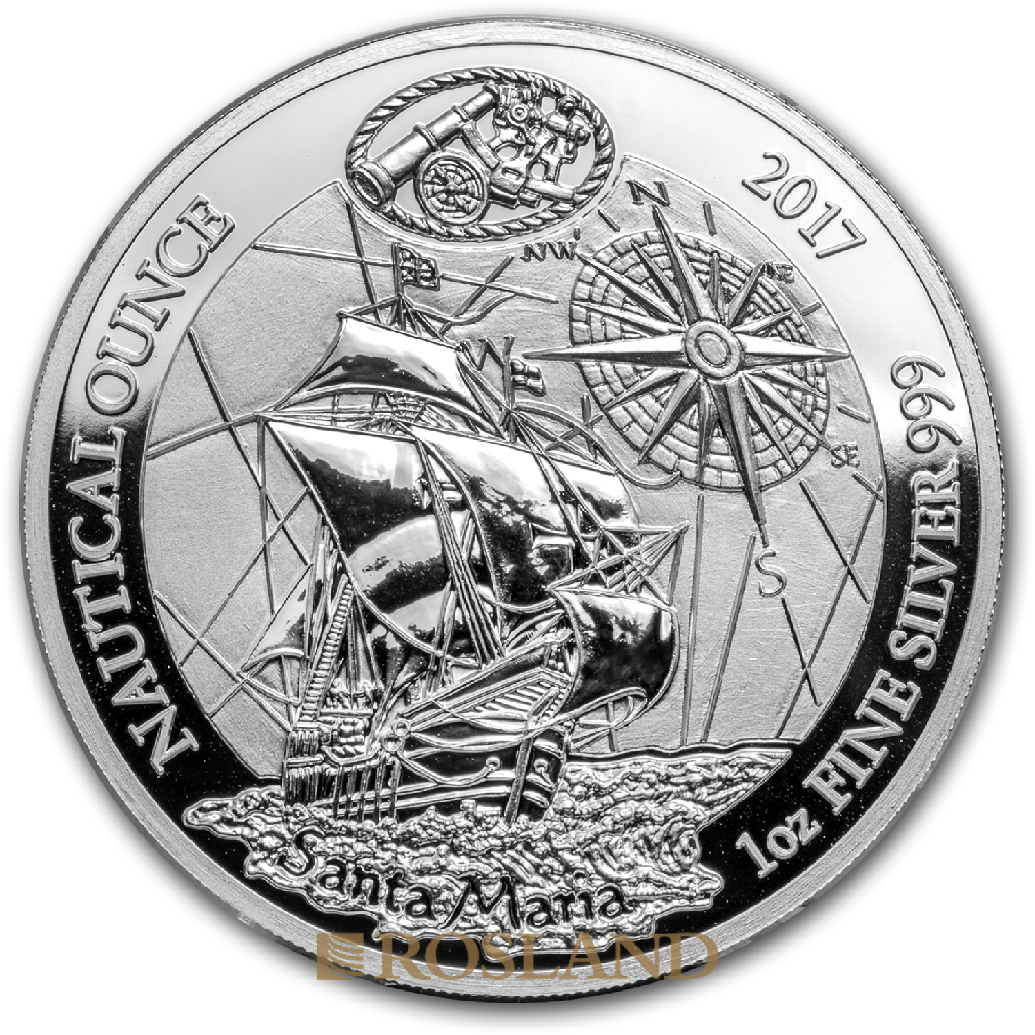 1 Unze Silbermünze Ruanda Nautical Santa Maria 2017 PP