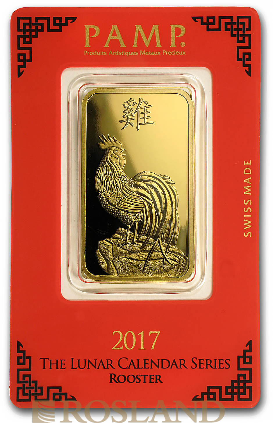 1 Unze Goldbarren PAMP Lunar Jahr des Hahns 2017