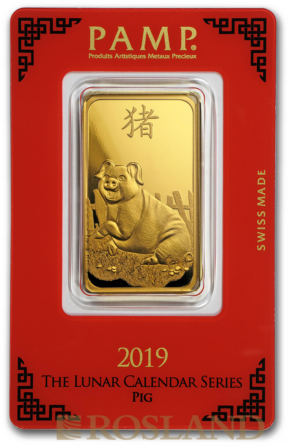 1 Unze Goldbarren PAMP Lunar Jahr des Schweins 2019