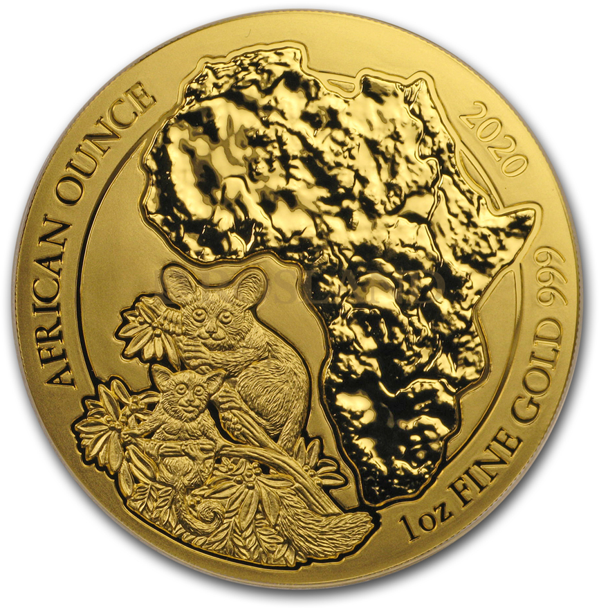 1 Unze Goldmünze Ruanda Wildlife Galagos 2020 (Box, Zertifikat)