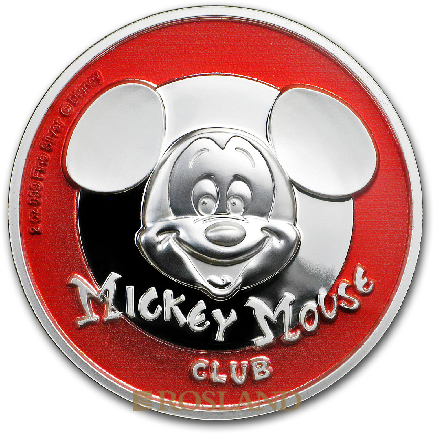 2 Unzen Silbermünze Disney® Micky Maus Club 2019 PP (UHR, Koloriert, Box, Zertifikat)