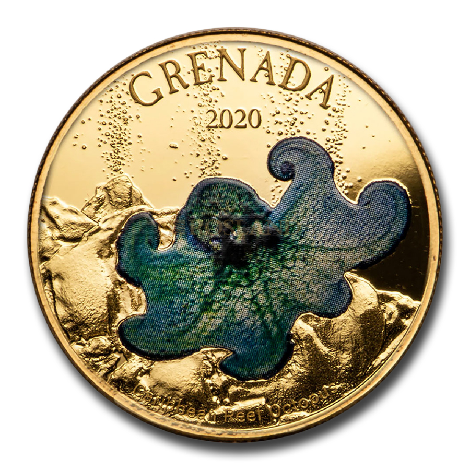 1 Unze Goldmünze EC8 Grenada Oktopus 2020 PP (Koloriert, Box, Zertifikat)