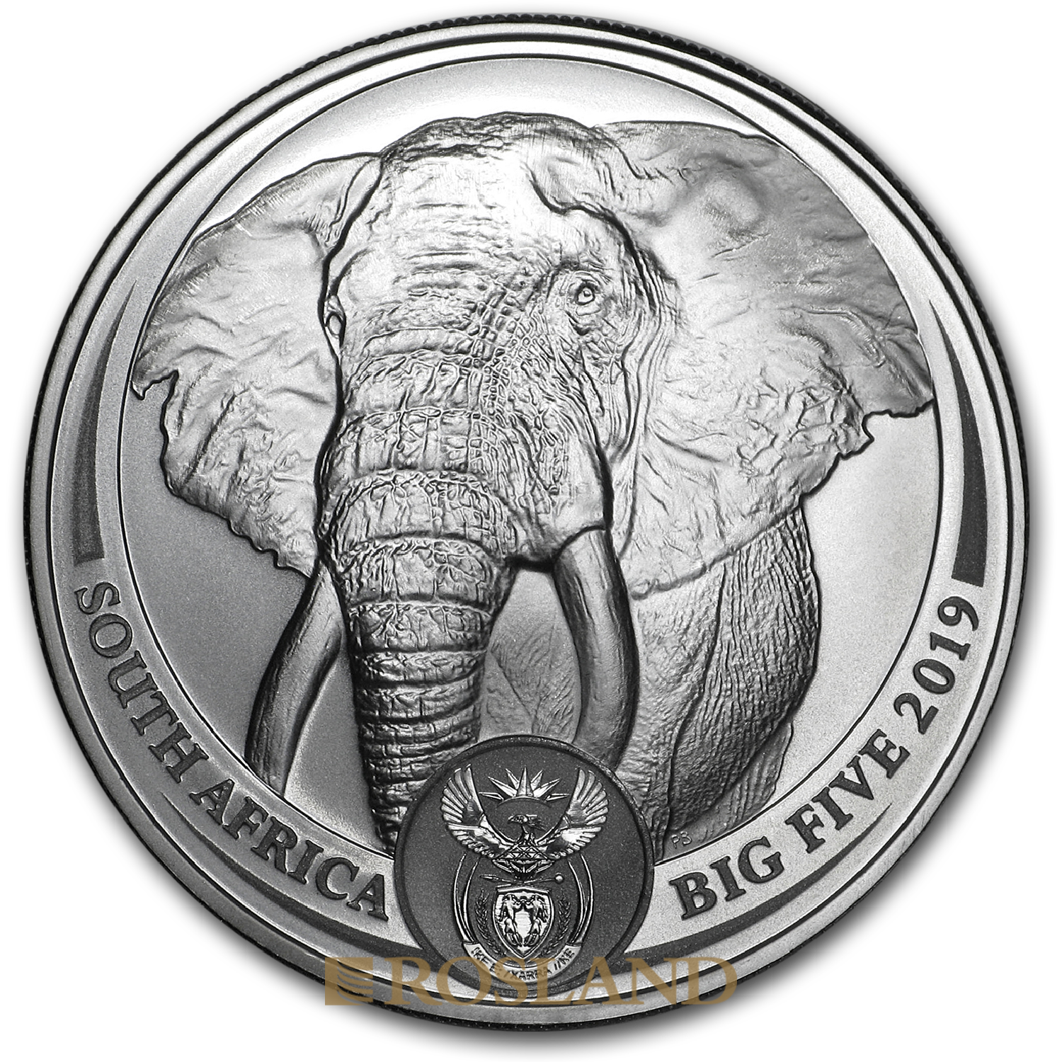 1 Unze Silbermünze Big Five Elefant 2019 (Box, Zertifikat)