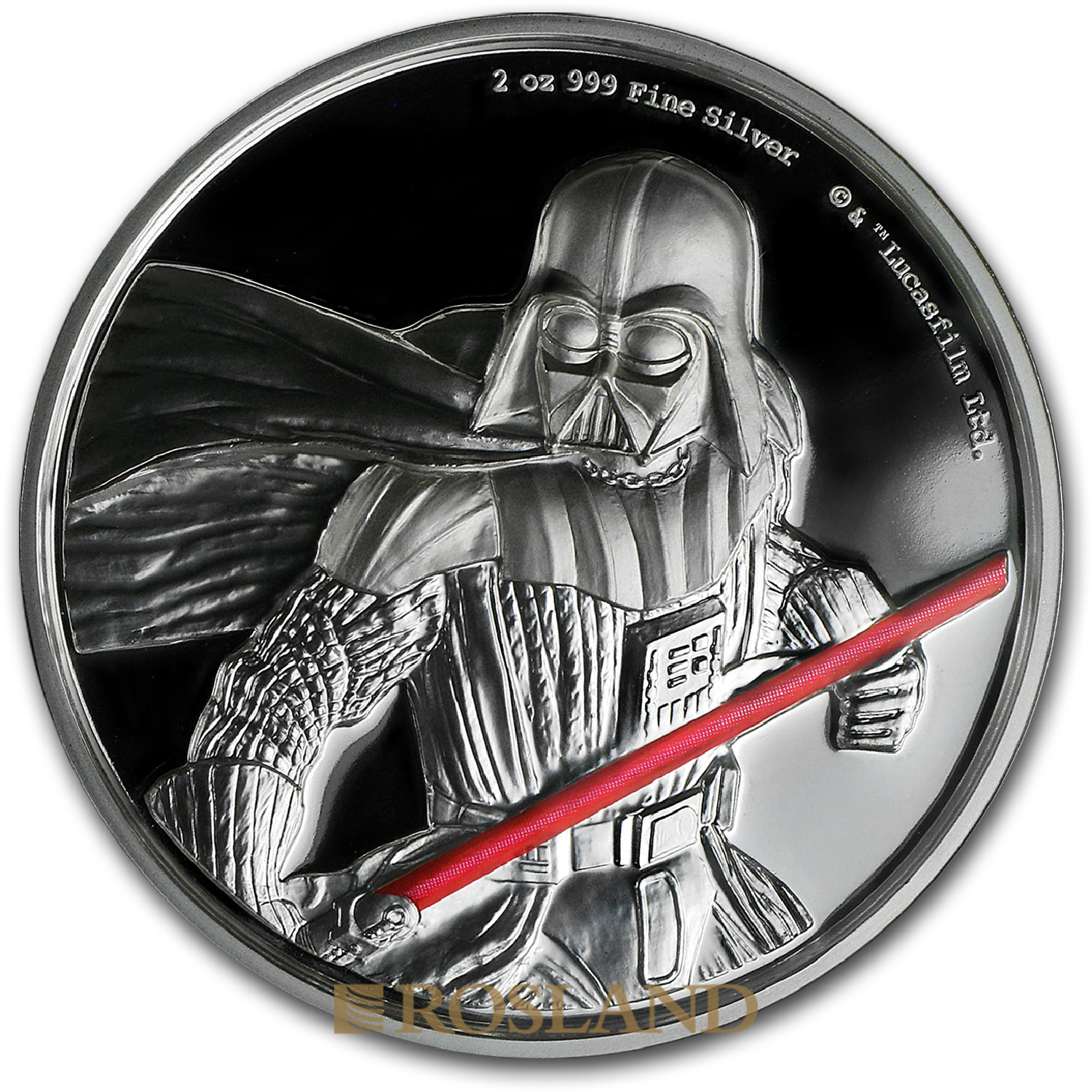 2 Unzen Silbermünze Star Wars™ Darth Vader 2017 PP (Koloriert, UHR, Box, Zertifikat)