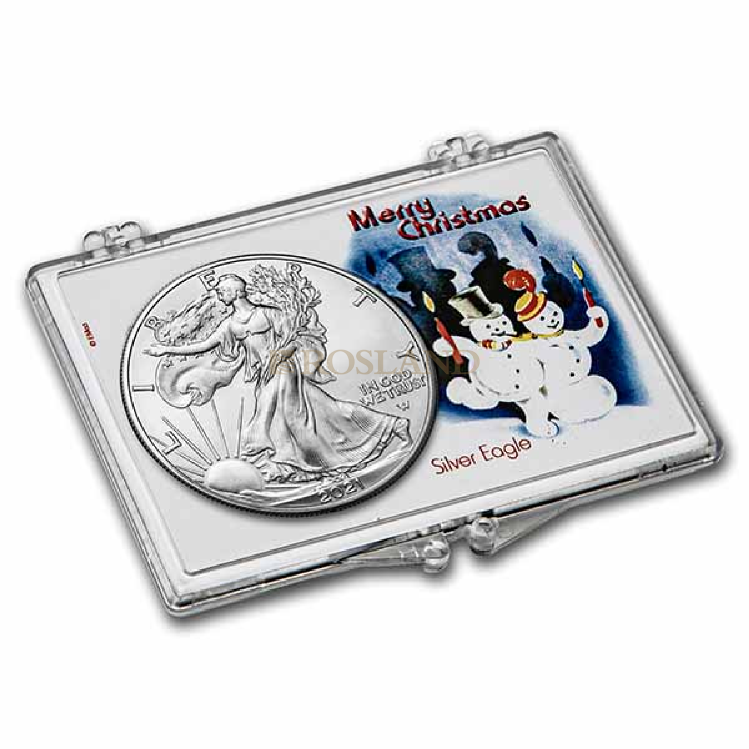 1 Unze Silbermünze American Eagle 2021 Type 2 Weihnachten Motiv 7 (Snaplock)